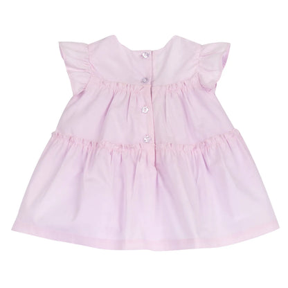 Girls Light Pink Embellished Self Design Dress
