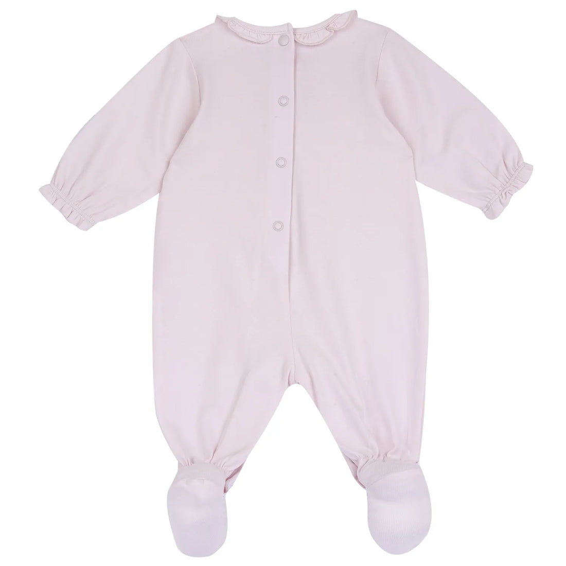 Girls Light Pink Embroidered Back Opening Babysuit