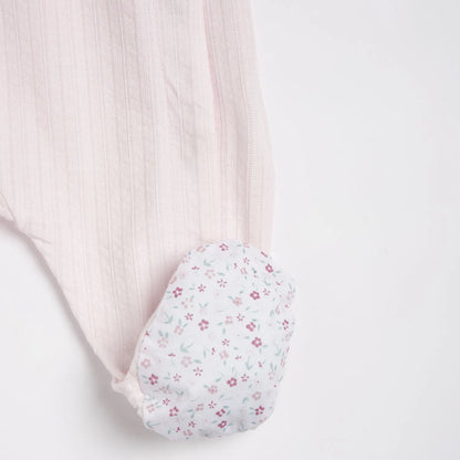 Girls Light Pink Embroidered Front Opening Babysuit