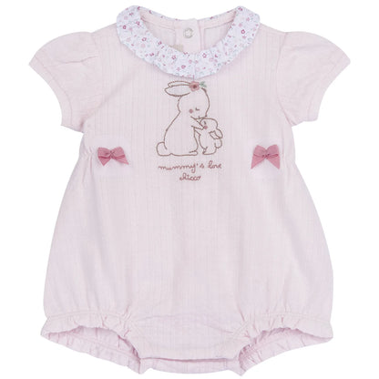 Girls Light Pink Embroidered Romper