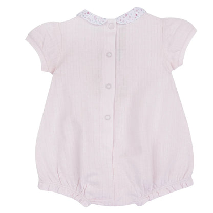 Girls Light Pink Embroidered Romper