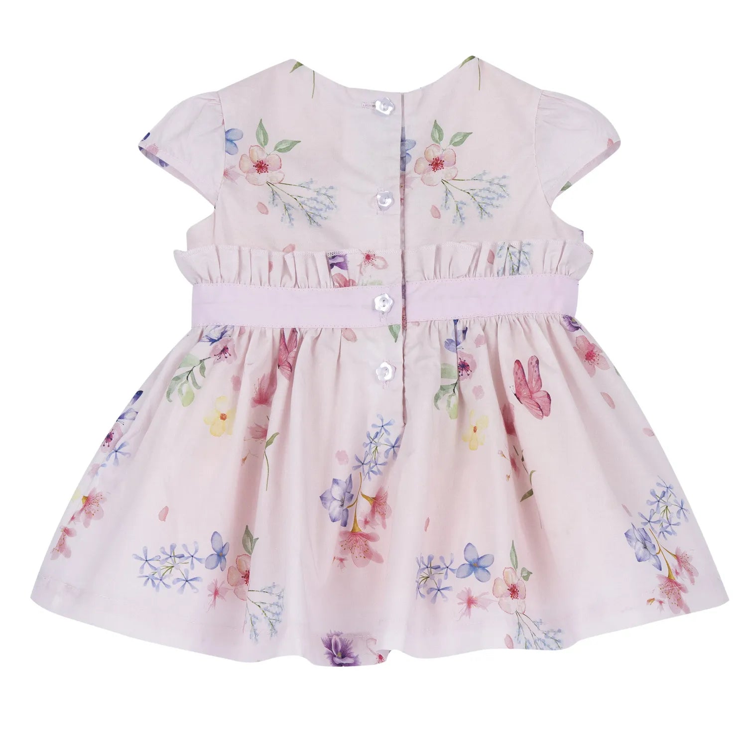 Girls Light Pink Floral Embellished Dress