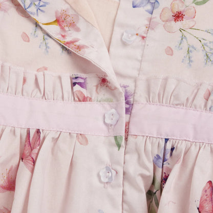 Girls Light Pink Floral Embellished Dress