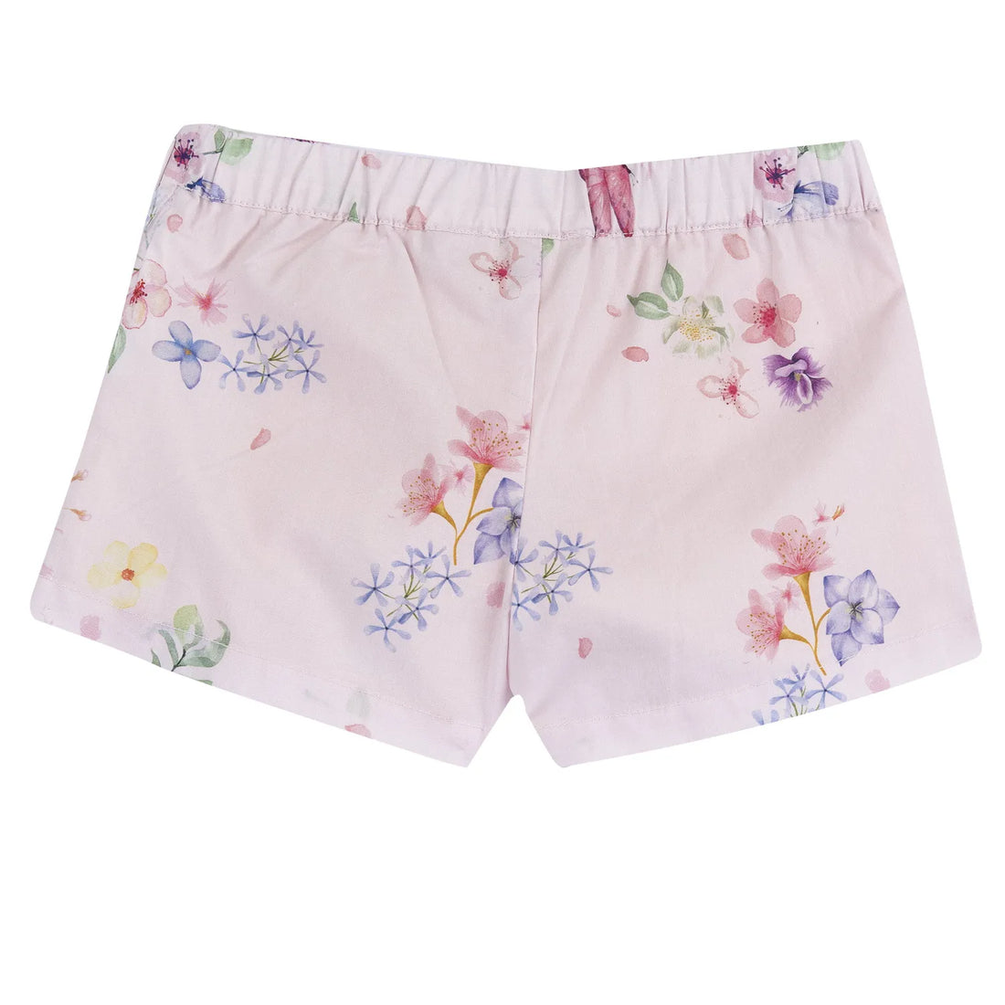 Girls Light Pink Floral Printed Shorts