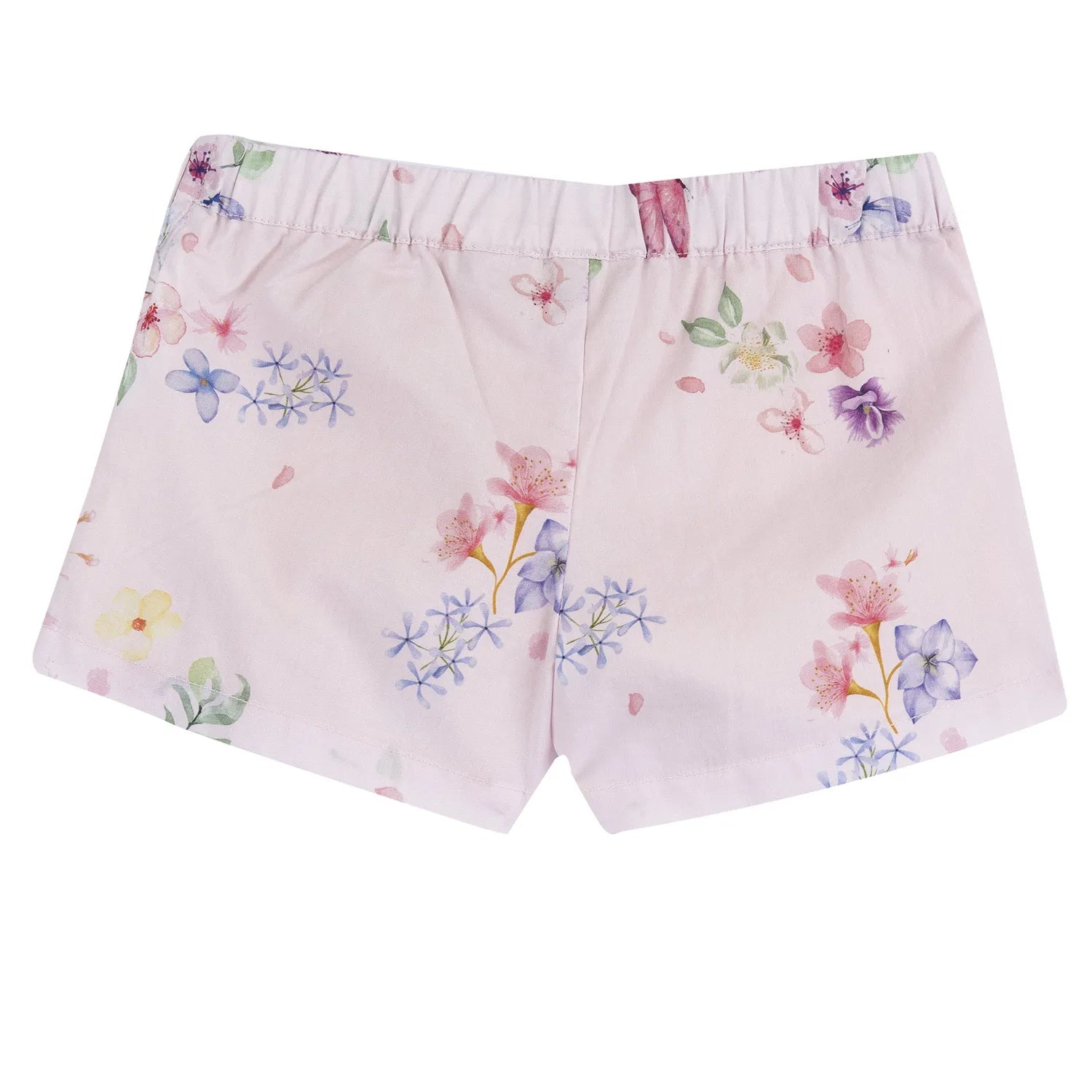 Girls Light Pink Floral Printed Shorts