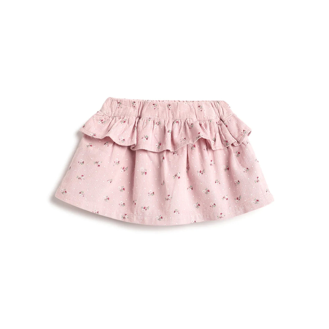 Girls Light Pink Floral Printed Skirt