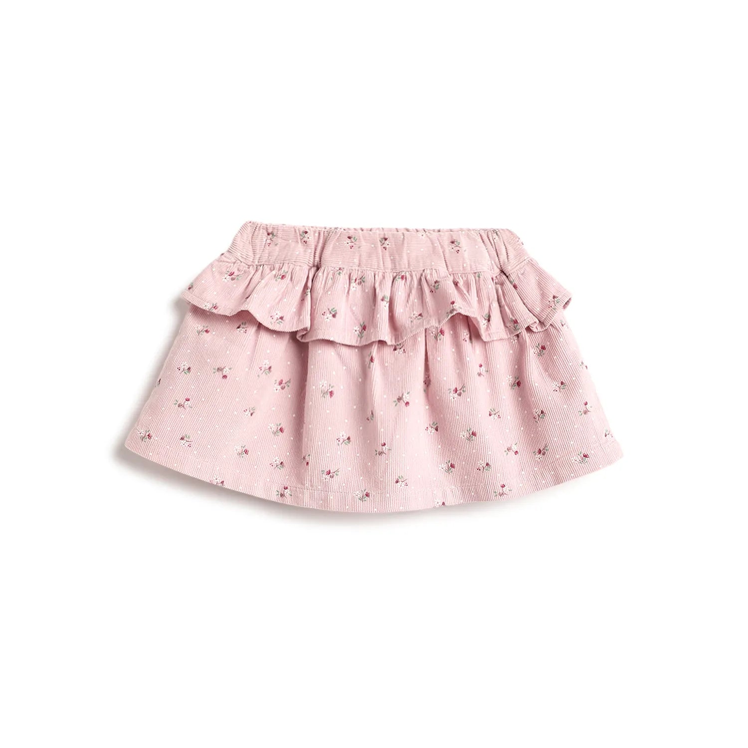 Girls Light Pink Floral Printed Skirt