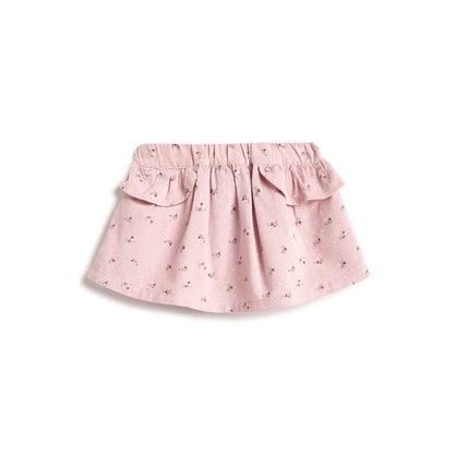 Girls Light Pink Floral Printed Skirt
