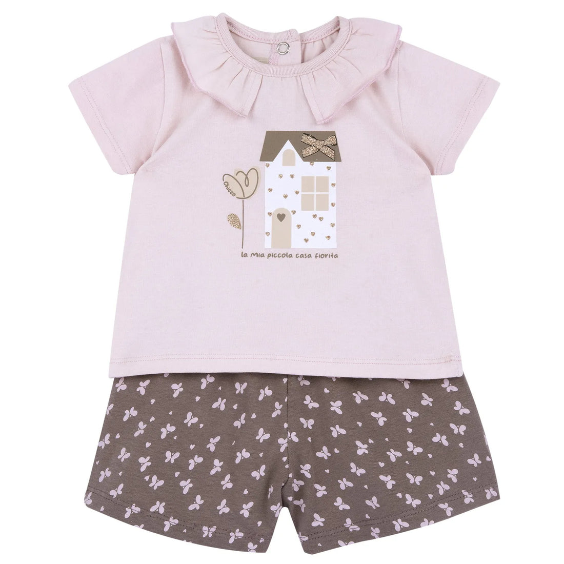 Girls Light Pink Graphic Printed T-Shirt with Shorts