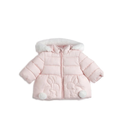 Girls Light Pink Padded Hooded Jacket