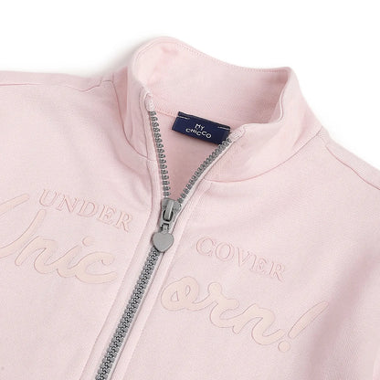 Girls Light Pink Printed Cardigan