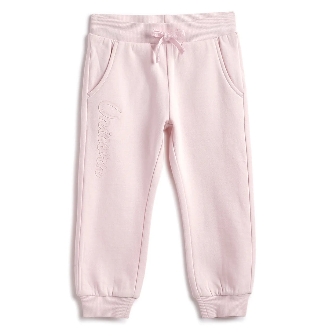 Girls Light Pink Printed Joggers