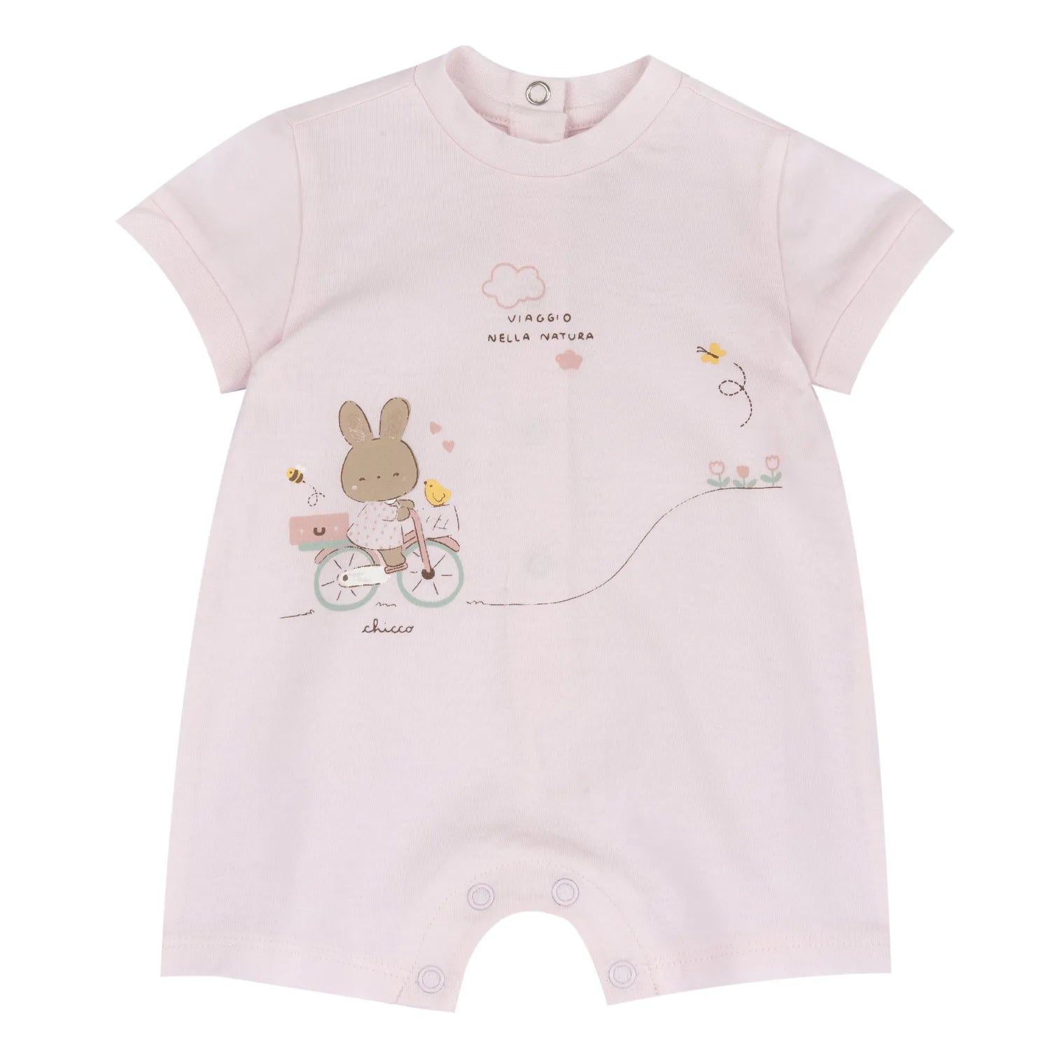 Girls Light Pink Printed Romper