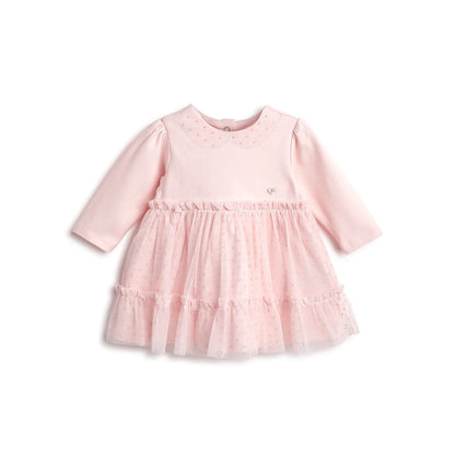 Girls Light Pink Self Design Dress