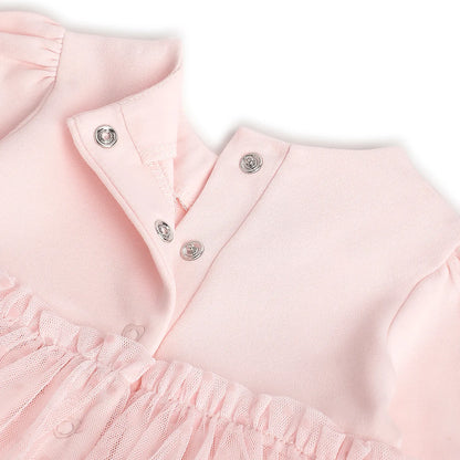 Girls Light Pink Self Design Dress