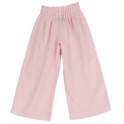 Girls Light Pink Solid Trouser