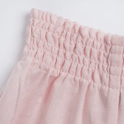 Girls Light Pink Solid Trouser