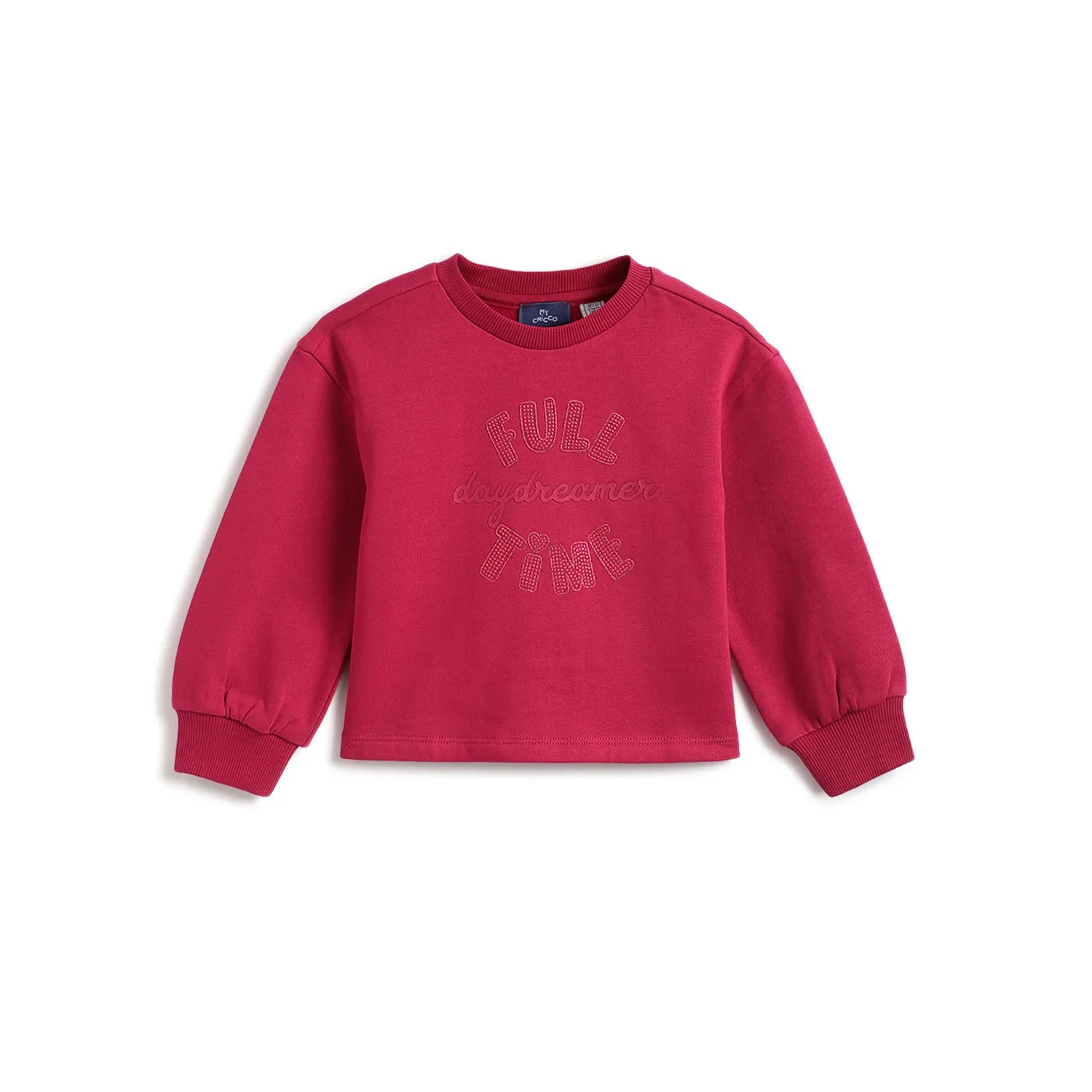 Girls Light Red Printed Sweatshirt