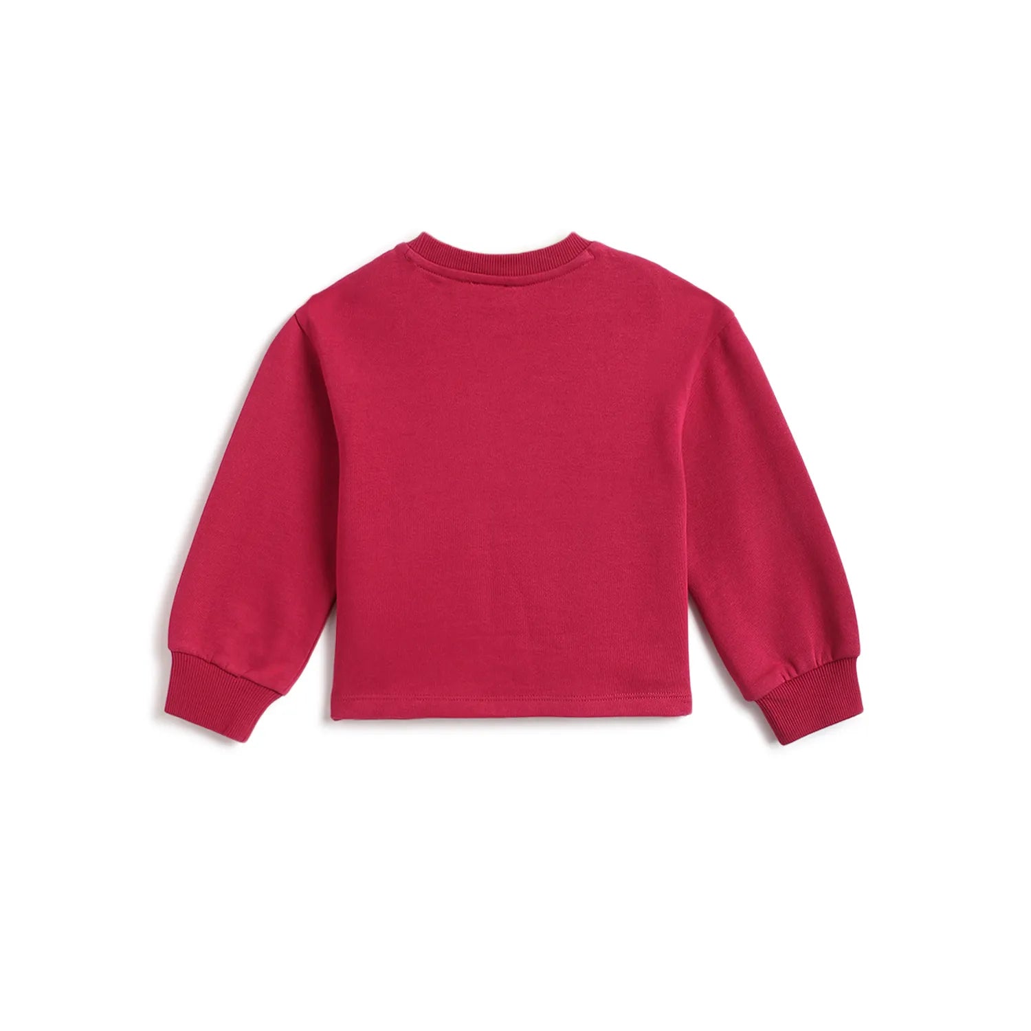 Girls Light Red Printed Sweatshirt