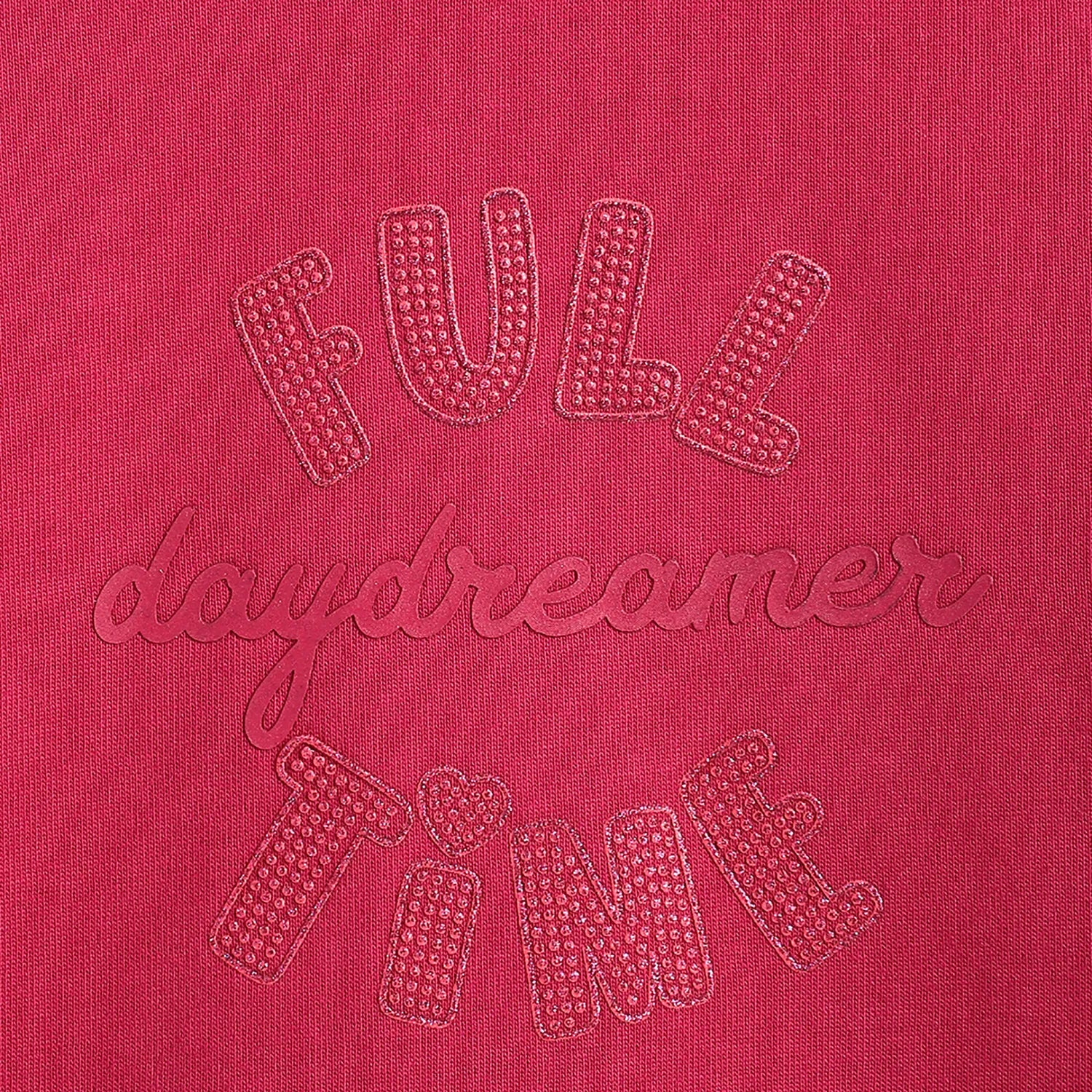 Girls Light Red Printed Sweatshirt