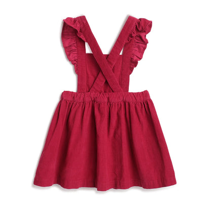 Girls Light Red Solid Overall Skirt