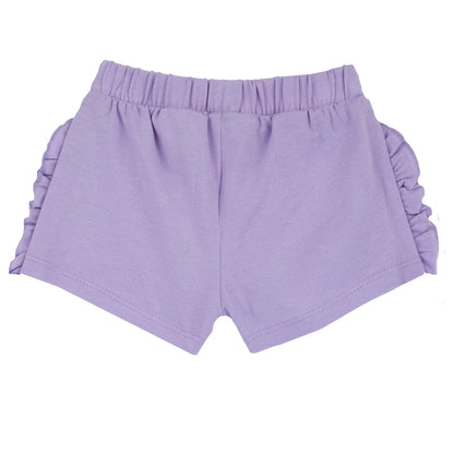 Girls Lilac Self Design Shorts