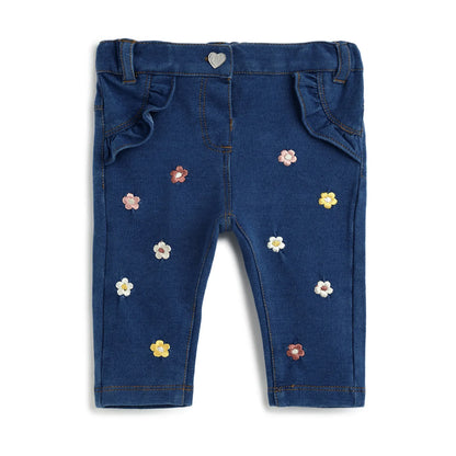 Girls Medium Blue Embroidered Jeans