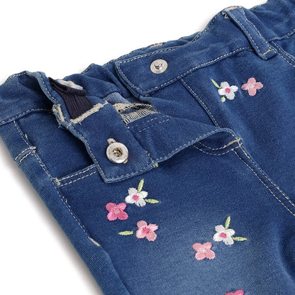 Girls Medium Blue Floral Jeans