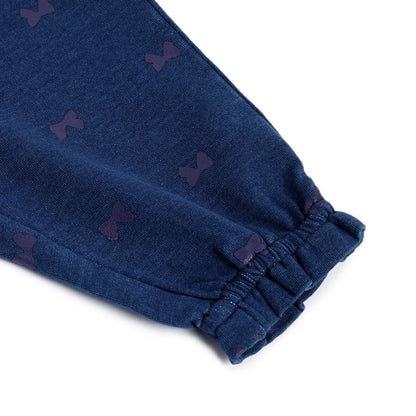 Girls Medium Blue Printed Joggers