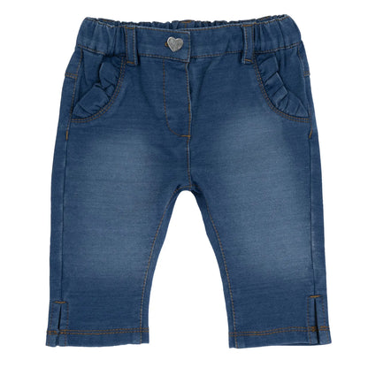 Girls Medium Blue Solid Jeans