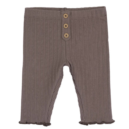 Girls Medium Brown Self Design Leggings