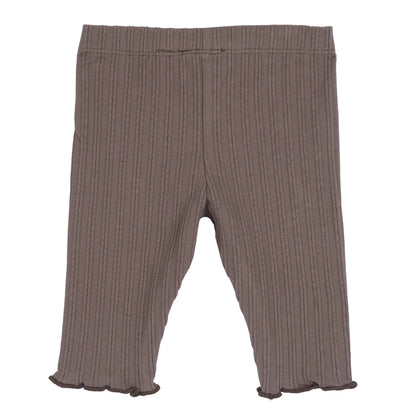 Girls Medium Brown Self Design Leggings