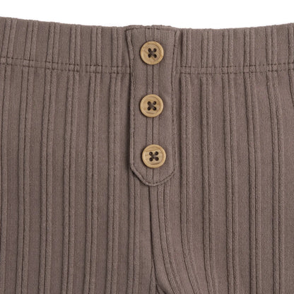 Girls Medium Brown Self Design Leggings