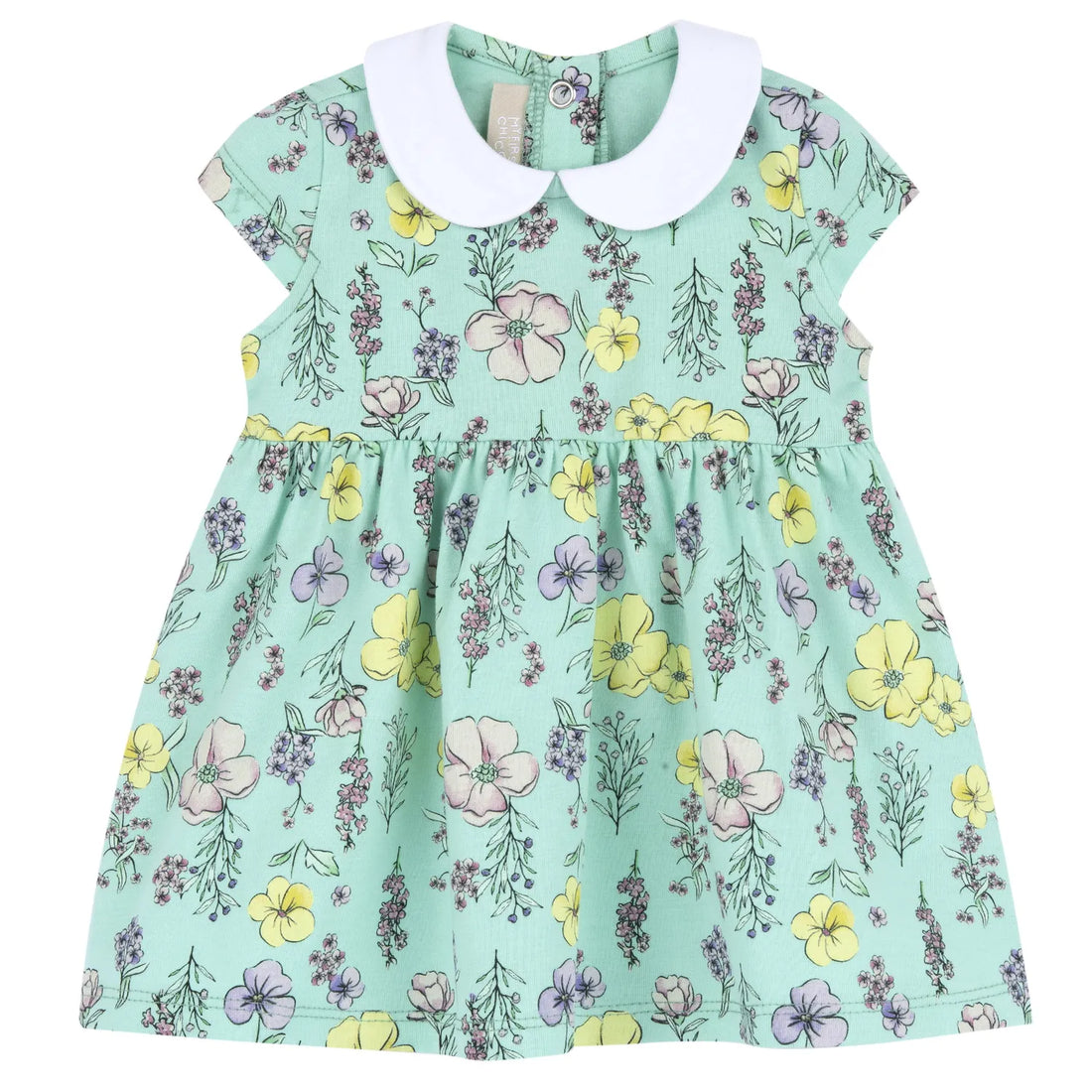 Girls Medium Green Floral Printed Dress
