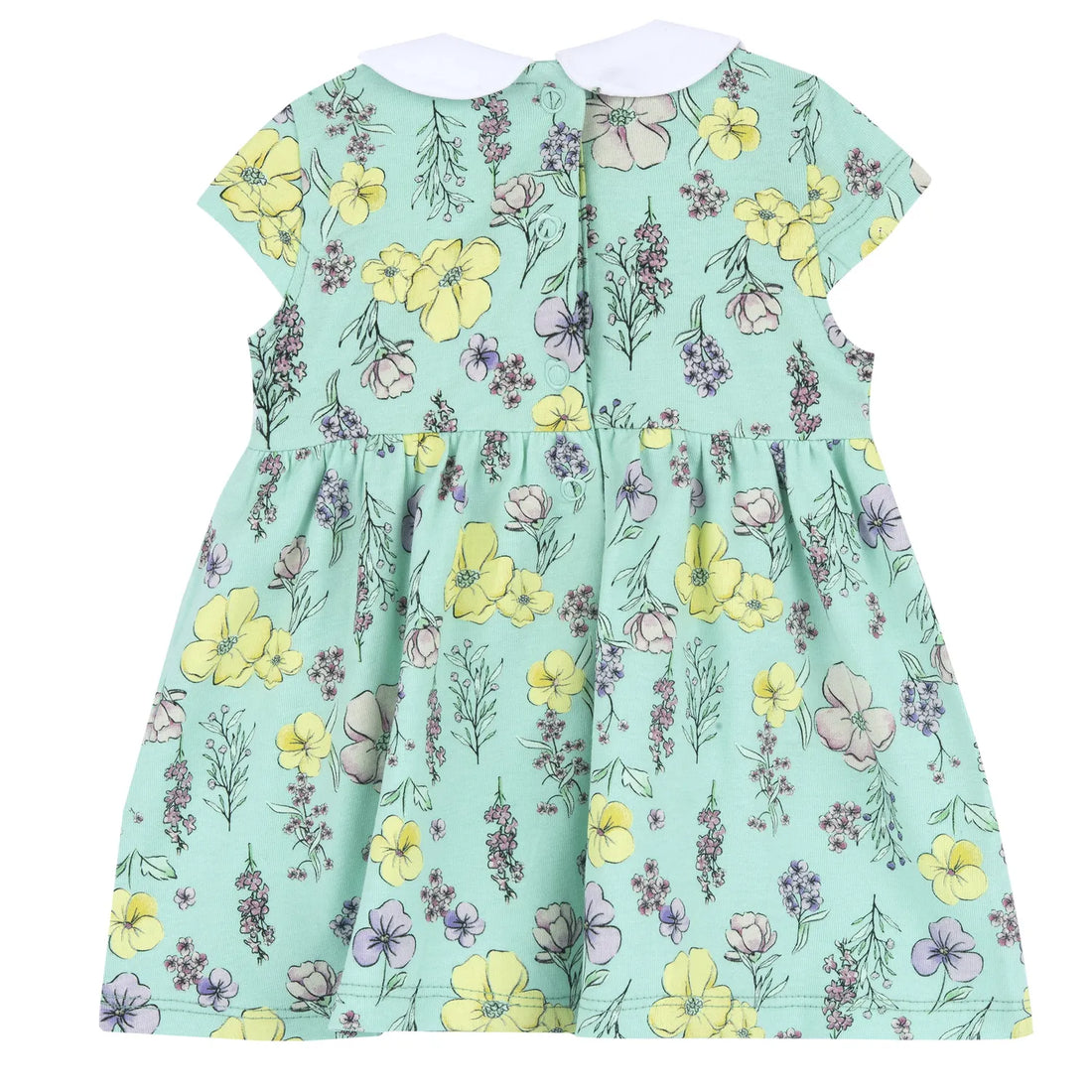 Girls Medium Green Floral Printed Dress
