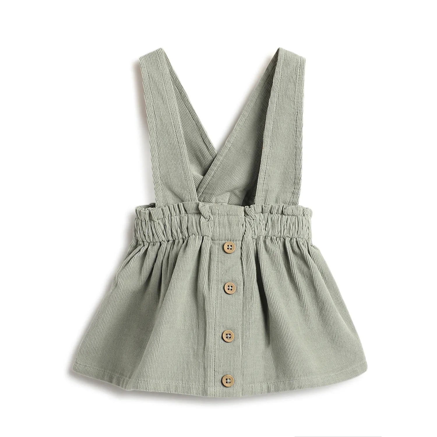 Girls Medium Green Solid Overall Skirt