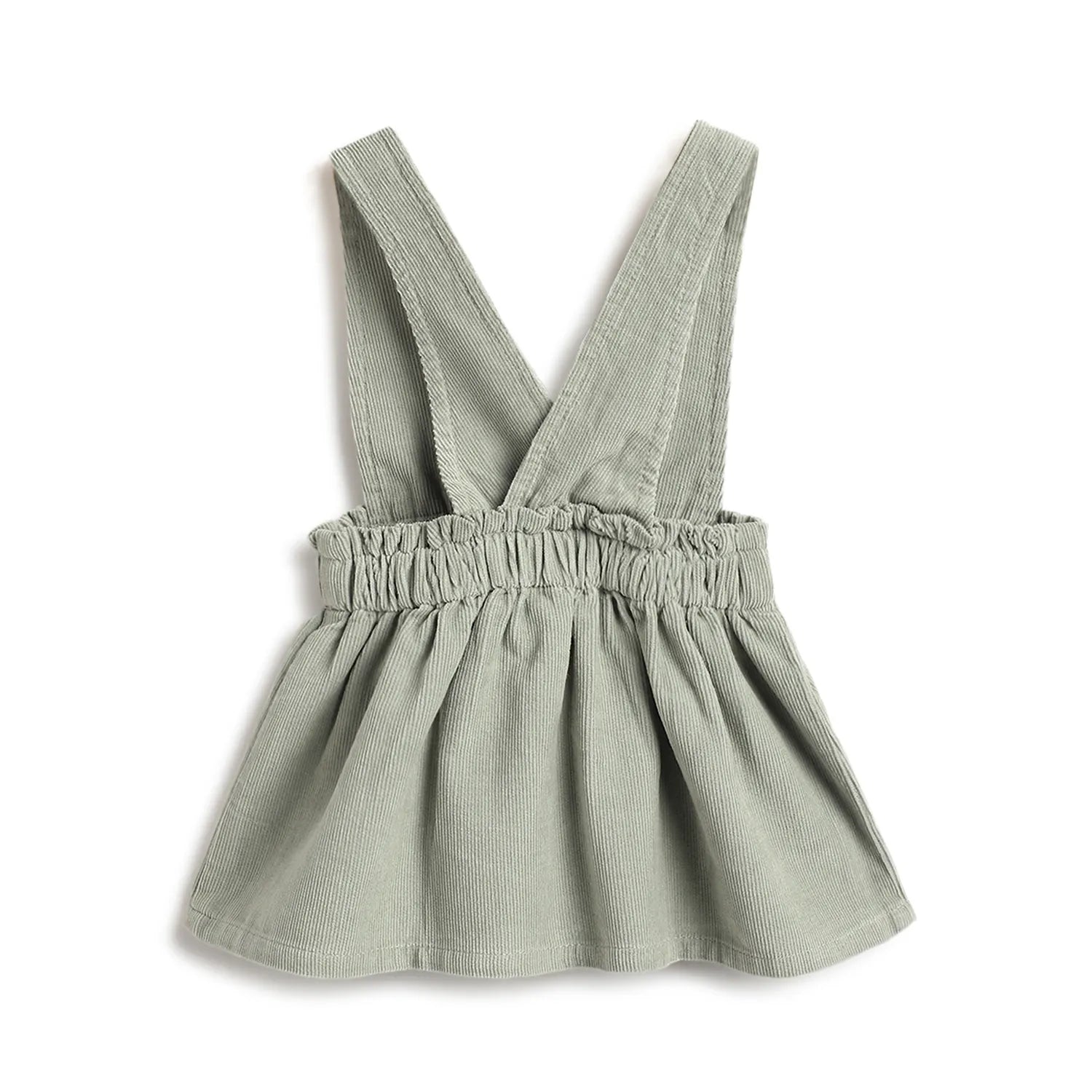 Girls Medium Green Solid Overall Skirt