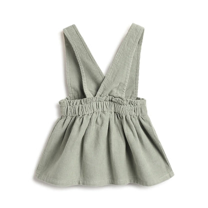 Girls Medium Green Solid Overall Skirt