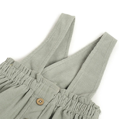 Girls Medium Green Solid Overall Skirt