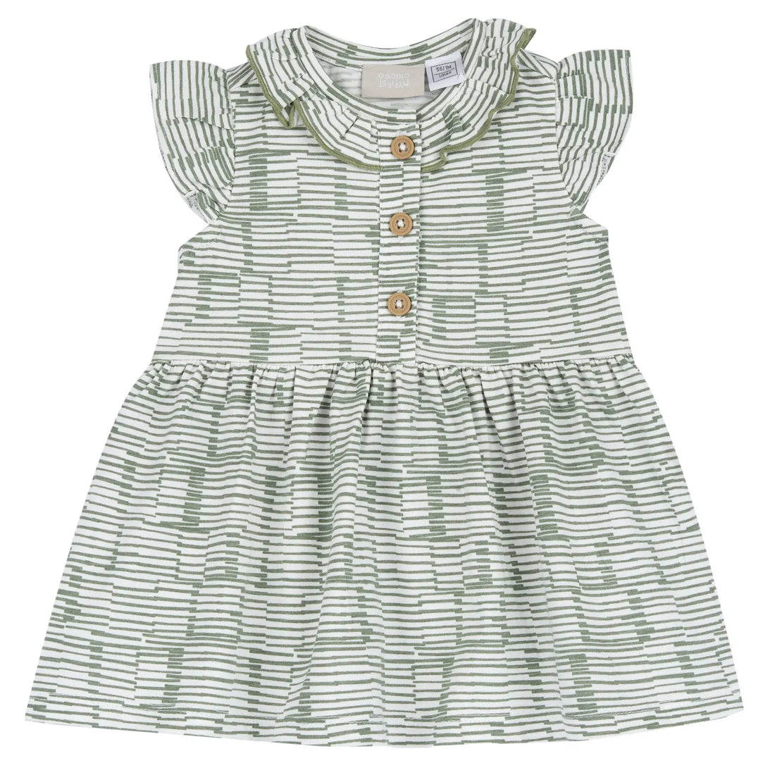 Girls Medium Green Striped Dress
