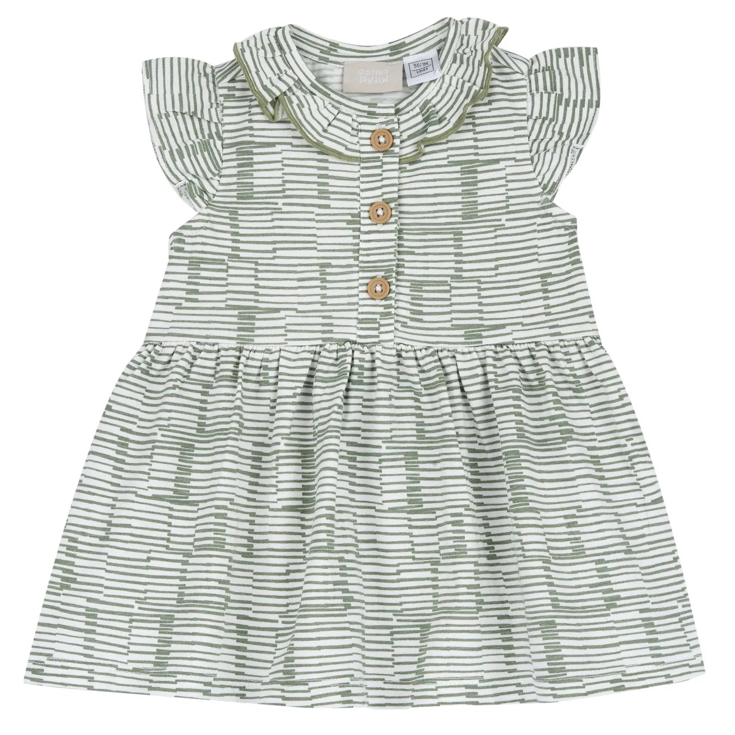 Girls Medium Green Striped Dress