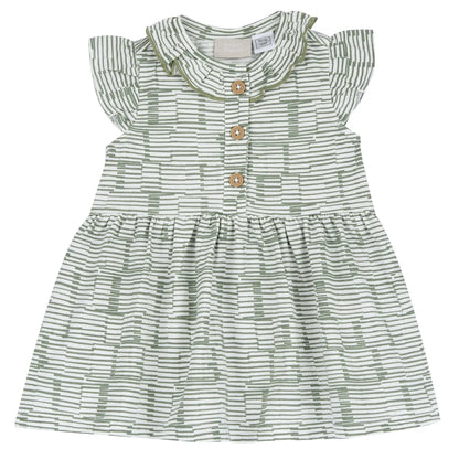 Girls Medium Green Striped Dress
