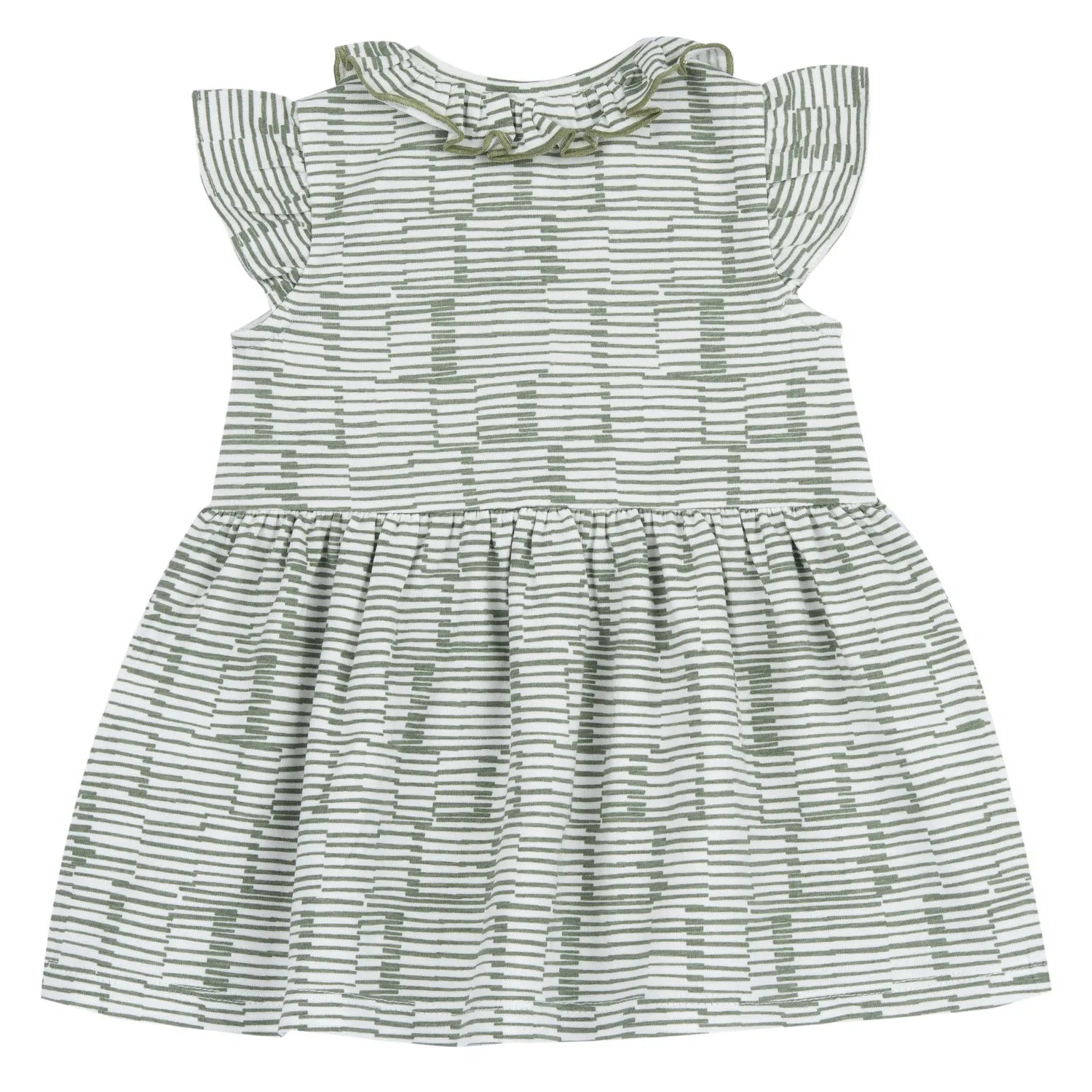 Girls Medium Green Striped Dress