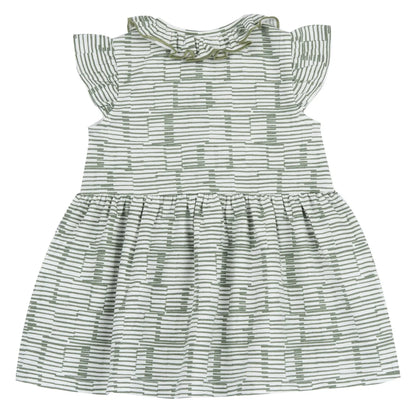 Girls Medium Green Striped Dress