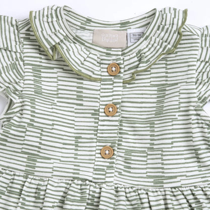 Girls Medium Green Striped Dress