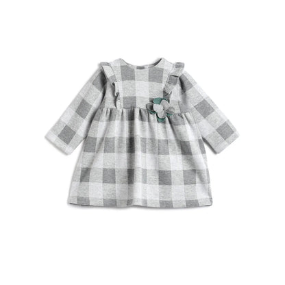 Girls Medium Grey Checked Dress