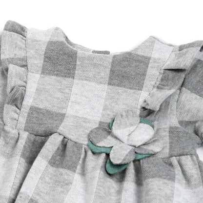 Girls Medium Grey Checked Dress