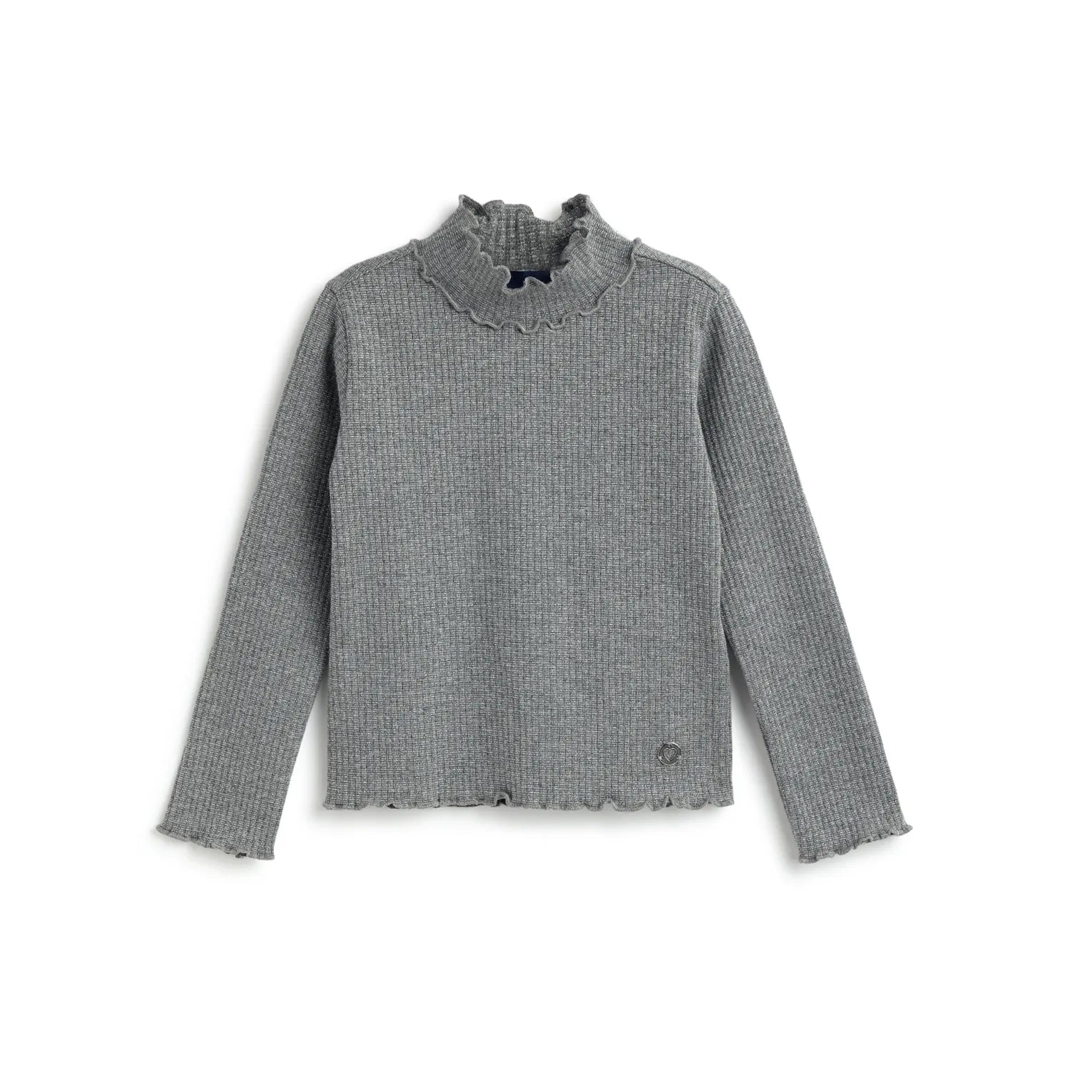 Girls Medium Grey Solid T- Shirt