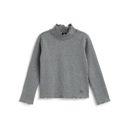 Girls Medium Grey Solid T- Shirt