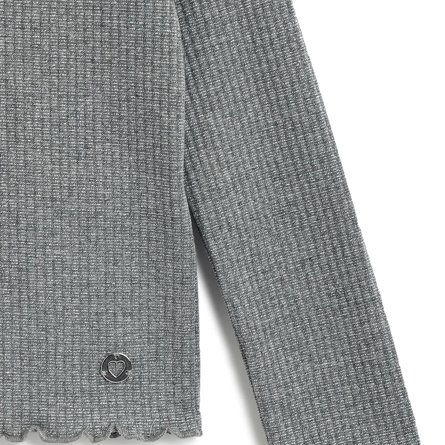 Girls Medium Grey Solid T- Shirt